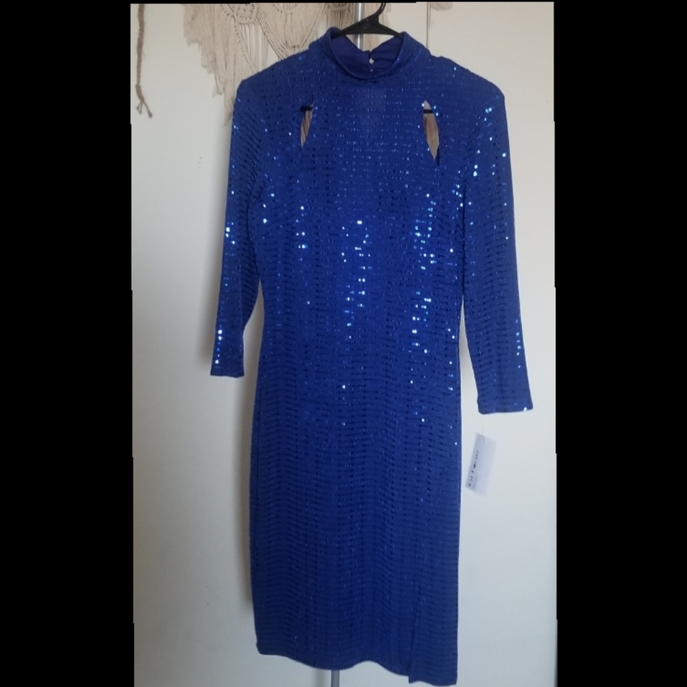 ENFOCUS ESTUDIO Blue Sequined Dress Size 8 NWT